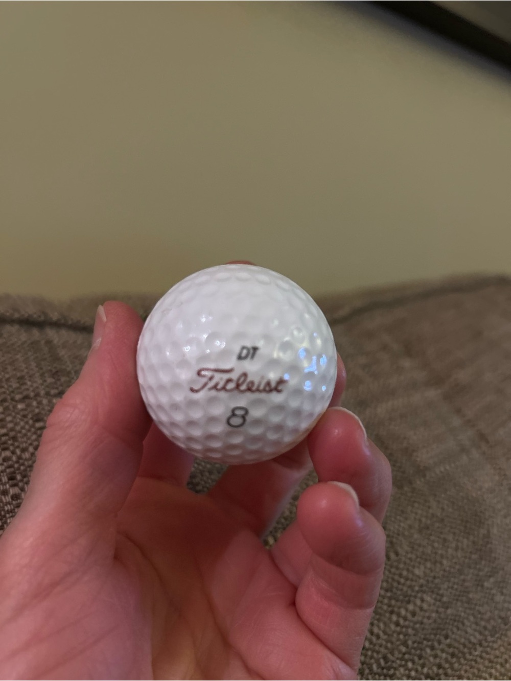 Titleist White Golf Ball with Red Script Logo and Black Number 8 Durable Surlyn